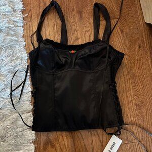 urban outfitters black satin crop top